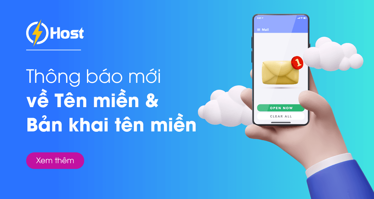 thông báo mới tên miền và bảng khai tên miền