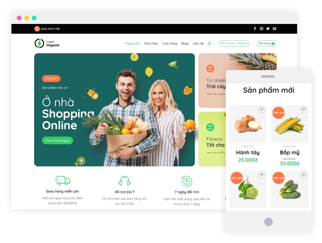 mẫu website cửa hàng nông sản