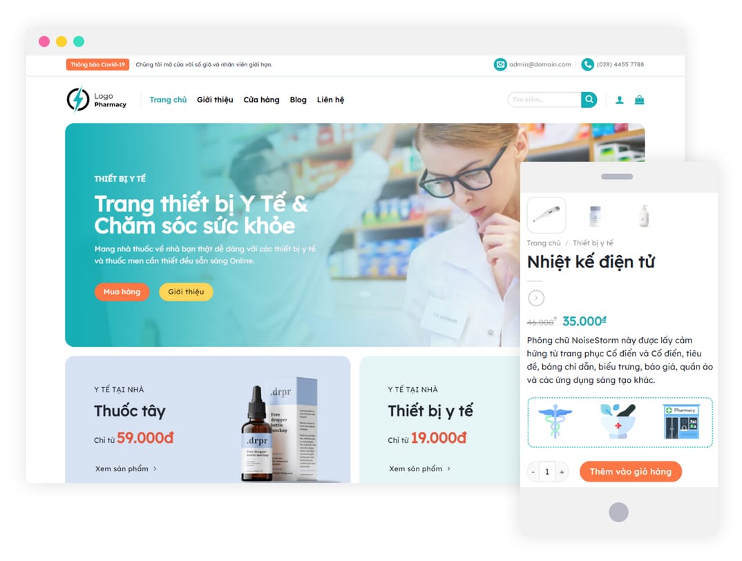 mẫu website thiết bị y tế